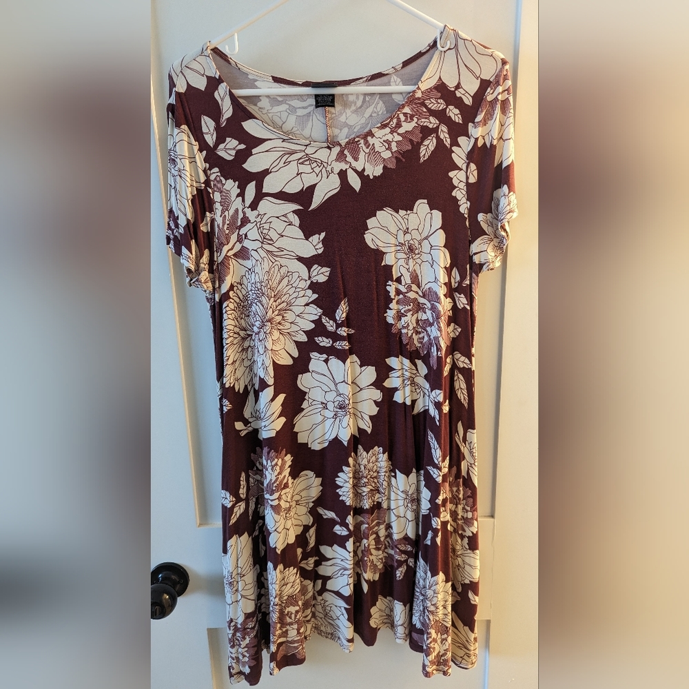 Agnes & Dora Burgundy and Off White Swing Dress